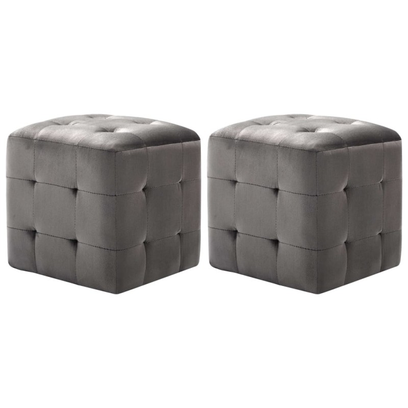 vidaXL Pouf 2 Stk. Grau 30x30x30 cm Samtstoff vidaXL Pouf 2 Stk. Grau 30x30x30 cm Samtstoff