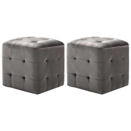 vidaXL Pouf 2 Stk. Grau 30x30x30 cm Samtstoff