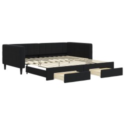 vidaXL Tagesbett Ausziehbar mit Schubladen Schwarz 100x200 cm Samt