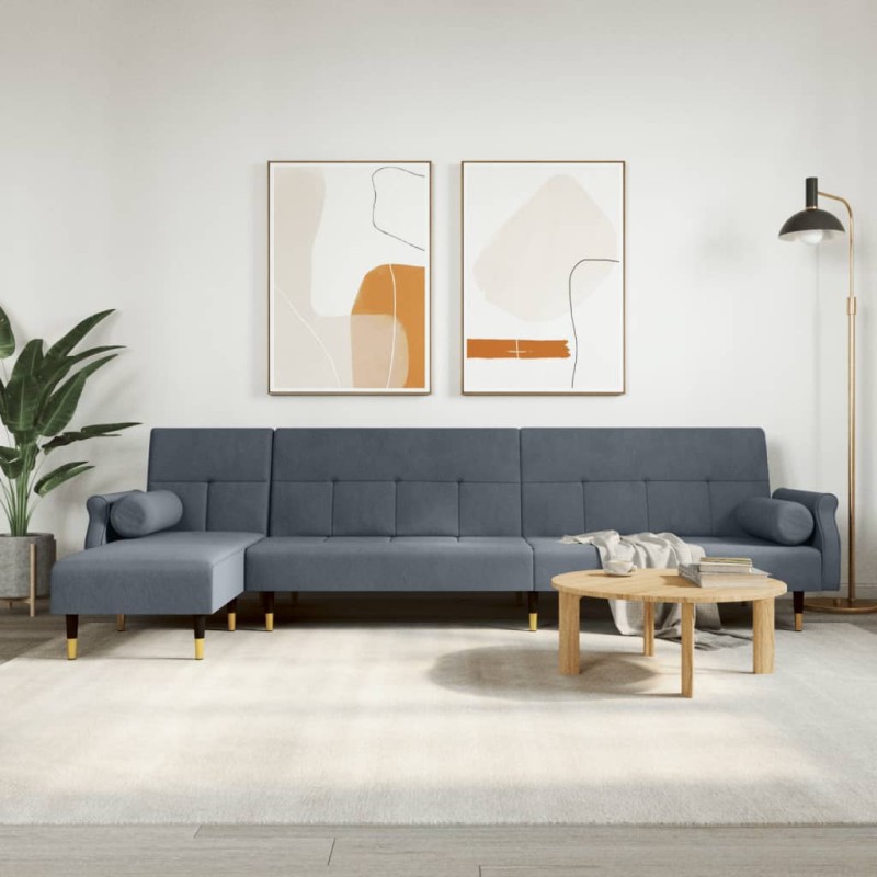 vidaXL Schlafsofa in L-Form Dunkelgrau 271x140x70 cm Samt vidaXL Schlafsofa in L-Form Dunkelgrau 271x140x70 cm Samt