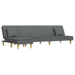 vidaXL Schlafsofa in L-Form Dunkelgrau 255x140x70 cm Stoff