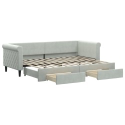 vidaXL Tagesbett Ausziehbar mit Schubladen Hellgrau 80x200 cm Samt