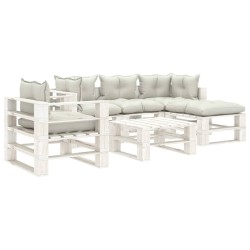  vidaXL 6-tlg. Garten-Lounge-Set Paletten mit Kissen in Beige Holz