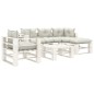 vidaXL 6-tlg. Garten-Lounge-Set Paletten mit Kissen in Beige Holz vidaXL 6-tlg. Garten-Lounge-Set Paletten mit Kissen in Beige Holz