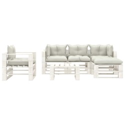  vidaXL 6-tlg. Garten-Lounge-Set Paletten mit Kissen in Beige Holz