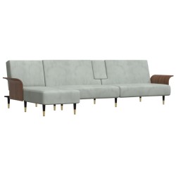 vidaXL Schlafsofa in L-Form Hellgrau 279x140x70 cm Samt