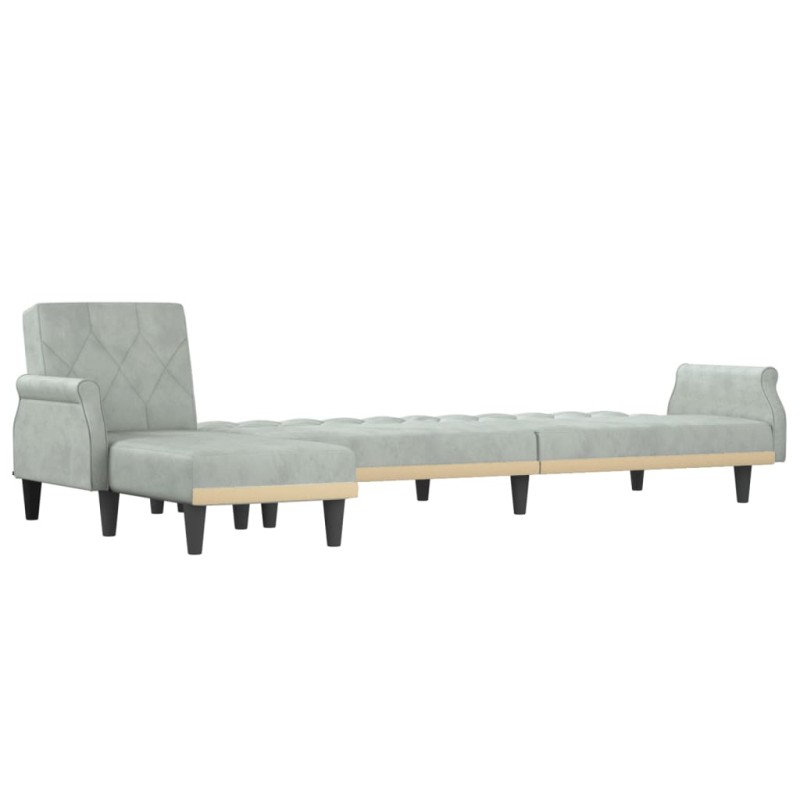 vidaXL Schlafsofa in L-Form Hellgrau 271x140x70 cm Samt vidaXL Schlafsofa in L-Form Hellgrau 271x140x70 cm Samt