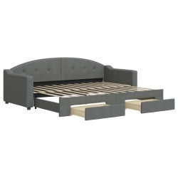 vidaXL Tagesbett Ausziehbar mit Schubladen Dunkelgrau 80x200 cm Stoff