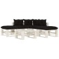 vidaXL 6-tlg. Garten-Lounge-Set Paletten mit Kissen in Schwarz Holz vidaXL 6-tlg. Garten-Lounge-Set Paletten mit Kissen in Schwarz Holz