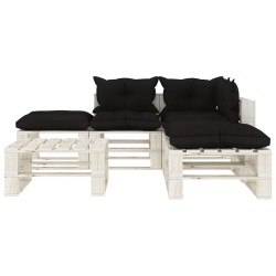 vidaXL 6-tlg. Garten-Lounge-Set Paletten mit Kissen in Schwarz Holz