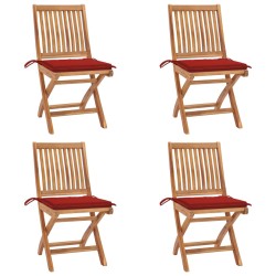 vidaXL Klappbare Gartenstühle mit Kissen 4 Stk. Massivholz Teak