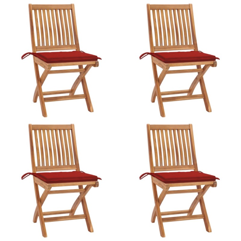 vidaXL Klappbare Gartenstühle mit Kissen 4 Stk. Massivholz Teak vidaXL Klappbare Gartenstühle mit Kissen 4 Stk. Massivholz Teak