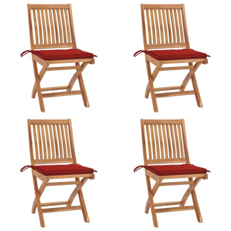 vidaXL Klappbare Gartenstühle mit Kissen 4 Stk. Massivholz Teak