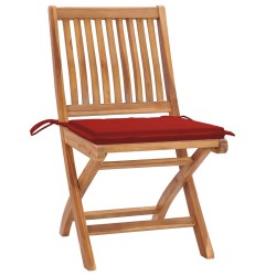 vidaXL Klappbare Gartenstühle mit Kissen 4 Stk. Massivholz Teak