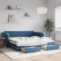 vidaXL Tagesbett Ausziehbar mit Schubladen Blau 100x200 cm Samt vidaXL Tagesbett Ausziehbar mit Schubladen Blau 100x200 cm Samt