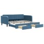 vidaXL Tagesbett Ausziehbar mit Schubladen Blau 100x200 cm Samt vidaXL Tagesbett Ausziehbar mit Schubladen Blau 100x200 cm Samt