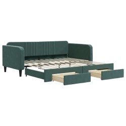 vidaXL Tagesbett Ausziehbar mit Schubladen Dunkelgrün 100x200 cm Samt