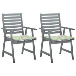 vidaXL Garten-Essstühle mit Kissen 2 Stk. Massivholz Akazie 