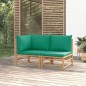 2-tlg. Garten-Lounge-Set mit Grünen Kissen Bambus 2-tlg. Garten-Lounge-Set mit Grünen Kissen Bambus
