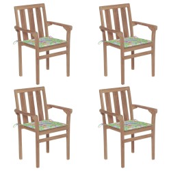 vidaXL Stapelbare Gartenstühle mit Kissen 4 Stk. Massivholz Teak