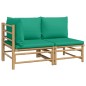 2-tlg. Garten-Lounge-Set mit Grünen Kissen Bambus 2-tlg. Garten-Lounge-Set mit Grünen Kissen Bambus