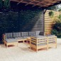 vidaXL 10-tlg. Garten-Lounge-Set mit Grauen Kissen Kiefer Massivholz vidaXL 10-tlg. Garten-Lounge-Set mit Grauen Kissen Kiefer Massivholz