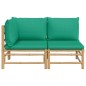 2-tlg. Garten-Lounge-Set mit Grünen Kissen Bambus 2-tlg. Garten-Lounge-Set mit Grünen Kissen Bambus