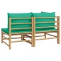 2-tlg. Garten-Lounge-Set mit Grünen Kissen Bambus 2-tlg. Garten-Lounge-Set mit Grünen Kissen Bambus