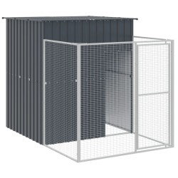 vidaXL Hundehütte mit Auslauf Anthrazit 165x251x181cm Verzinkter Stahl