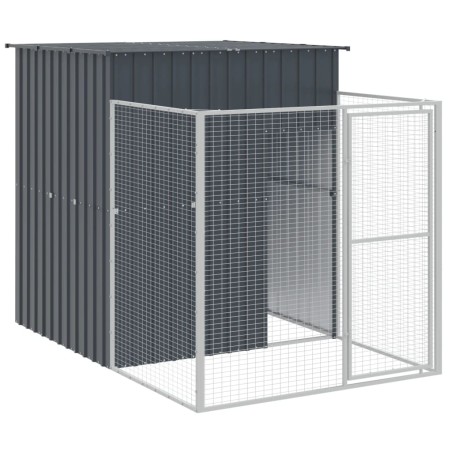 vidaXL Hundehütte mit Auslauf Anthrazit 165x251x181cm Verzinkter Stahl