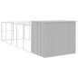 vidaXL Hundehütte mit Auslauf Hellgrau 214x661x181 cm Verzinkter Stahl