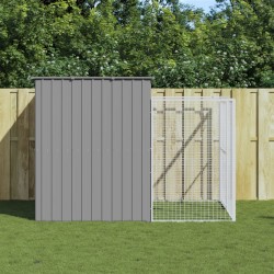 vidaXL Hundehütte mit Auslauf Hellgrau 214x253x181 cm Verzinkter Stahl