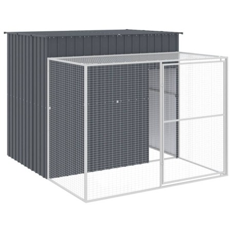 vidaXL Hundehütte mit Auslauf Anthrazit 214x253x181cm Verzinkter Stahl