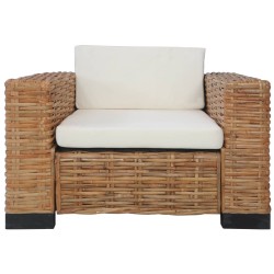 vidaXL Sessel mit Auflagen Natur Rattan