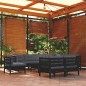 vidaXL 10-tlg. Garten-Lounge-Set mit Kissen Schwarz Massivholz Kiefer vidaXL 10-tlg. Garten-Lounge-Set mit Kissen Schwarz Massivholz Kiefer