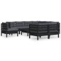 vidaXL 10-tlg. Garten-Lounge-Set mit Kissen Schwarz Massivholz Kiefer vidaXL 10-tlg. Garten-Lounge-Set mit Kissen Schwarz Massivholz Kiefer