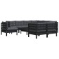 vidaXL 10-tlg. Garten-Lounge-Set mit Kissen Schwarz Massivholz Kiefer vidaXL 10-tlg. Garten-Lounge-Set mit Kissen Schwarz Massivholz Kiefer
