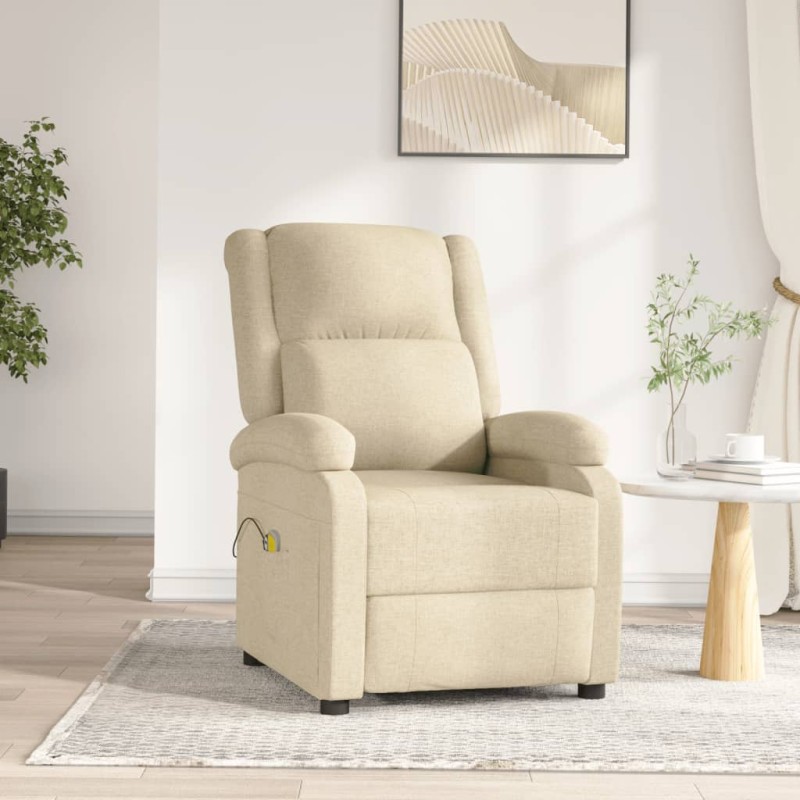 vidaXL Massagesessel Elektrisch Creme Stoff vidaXL Massagesessel Elektrisch Creme Stoff