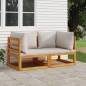 Modular-Ecksofas 2 Stk. mit Hellgrauen Kissen Massivholz Akazie Modular-Ecksofas 2 Stk. mit Hellgrauen Kissen Massivholz Akazie