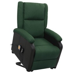 vidaXL Massagesessel mit Aufstehhilfe Dunkelgrün Stoff