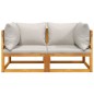Modular-Ecksofas 2 Stk. mit Hellgrauen Kissen Massivholz Akazie Modular-Ecksofas 2 Stk. mit Hellgrauen Kissen Massivholz Akazie