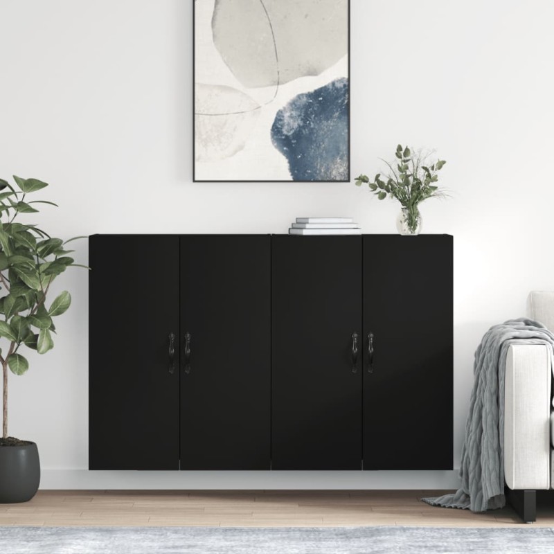 vidaXL Wandschränke 2 Stk. Schwarz Holzwerkstoff vidaXL Wandschränke 2 Stk. Schwarz Holzwerkstoff