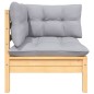 vidaXL Garten-Ecksofa mit Grauen Kissen Massivholz Kiefer vidaXL Garten-Ecksofa mit Grauen Kissen Massivholz Kiefer
