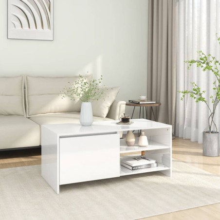 vidaXL Couchtisch Hochglanz-Weiß 102x50x45 cm Holzwerkstoff