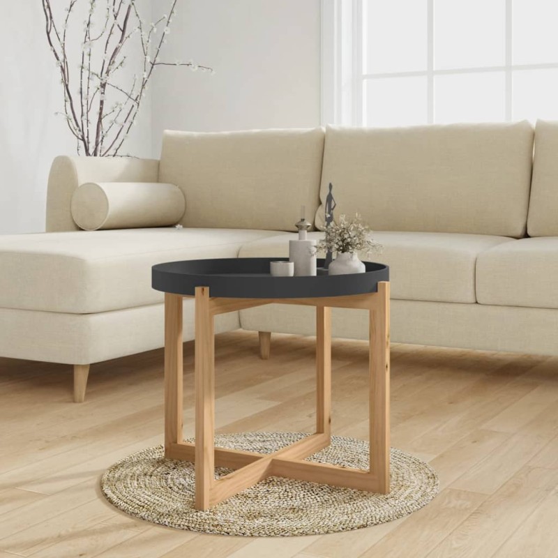vidaXL Couchtisch Schwarz 53x53x43,5cm Holzwerkstoff Massivholz Kiefer vidaXL Couchtisch Schwarz 53x53x43,5cm Holzwerkstoff Massivholz Kiefer