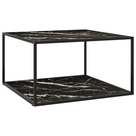 vidaXL Couchtisch Schwarz mit Schwarzem Glas Marmor-Optik 90x90x50 cm