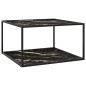 vidaXL Couchtisch Schwarz mit Schwarzem Glas Marmor-Optik 90x90x50 cm vidaXL Couchtisch Schwarz mit Schwarzem Glas Marmor-Optik 90x90x50 cm