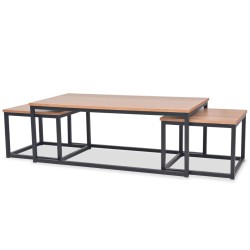 vidaXL Couchtisch-Set 3tlg. Eschenholz