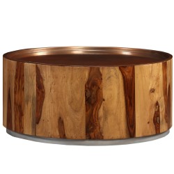vidaXL Couchtisch Massivholz und Stahl 68 cm