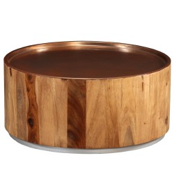 vidaXL Couchtisch Massivholz und Stahl 68 cm